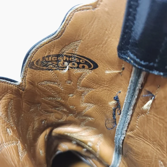 Lucchese 2000 Womens Ostrich Cowboy Boots Size 8.5 B Black Exotic - Picture 7 of 11